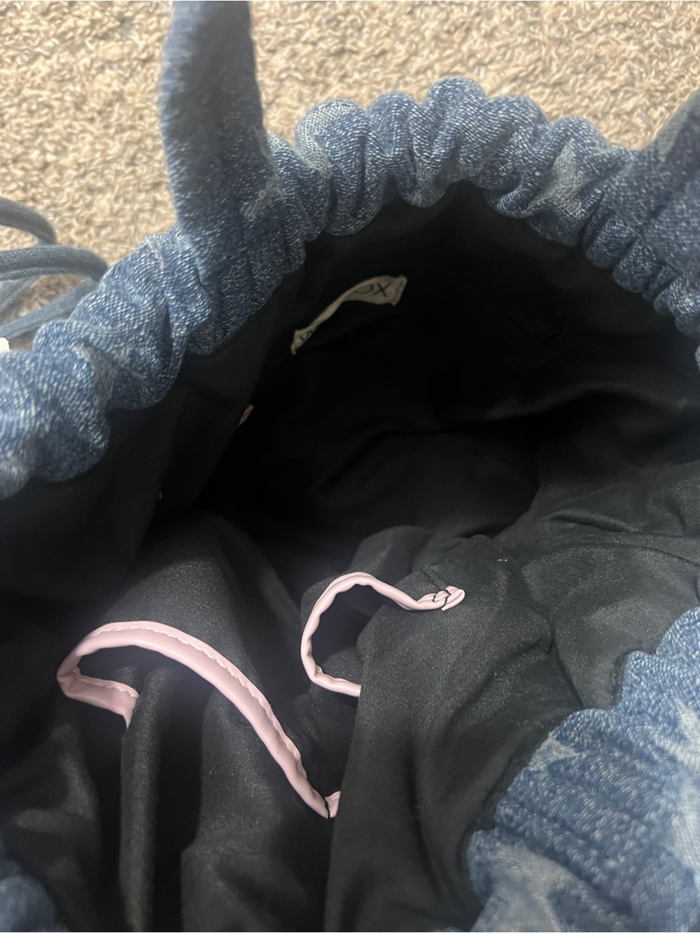 Wildfox Blue Star-Print Denim Drawstring Summer‎ bag Backpack - Picture 6 of 9